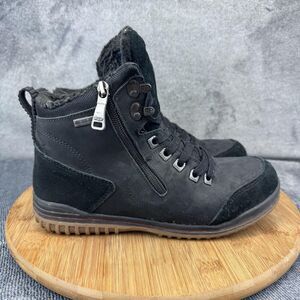 Pajar Boots Womens Size 8-8.5 Black Pajar-Tex Waterproof Faux Fur Side Zip EU 39